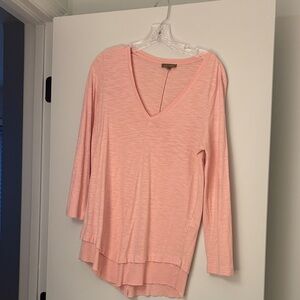 Lilla P Light Pink Long Sleeve V-Neck Top